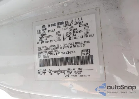 1998 Ford F-150 Lariat/Standard/Xl/Xlt z USA, uszkodzony, nr VIN 1FTZX1766WNA13625